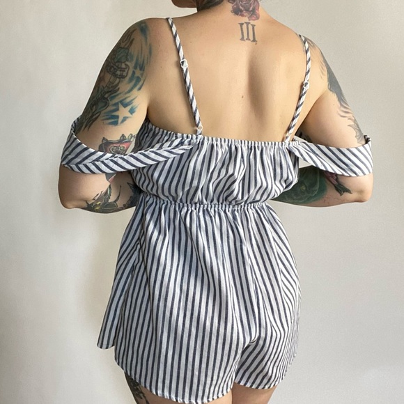 SEEK the LABEL Striped Cotton Romper blue Small - Picture 4 of 10